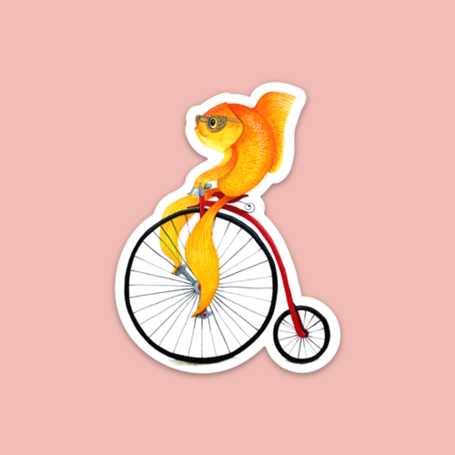 Penny Farthing Fish Die Cut Vinyl Sticker