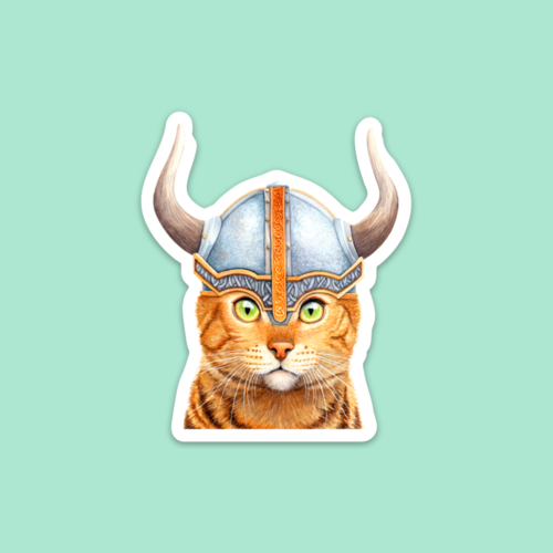 Viking Cat Die Cut Vinyl Sticker