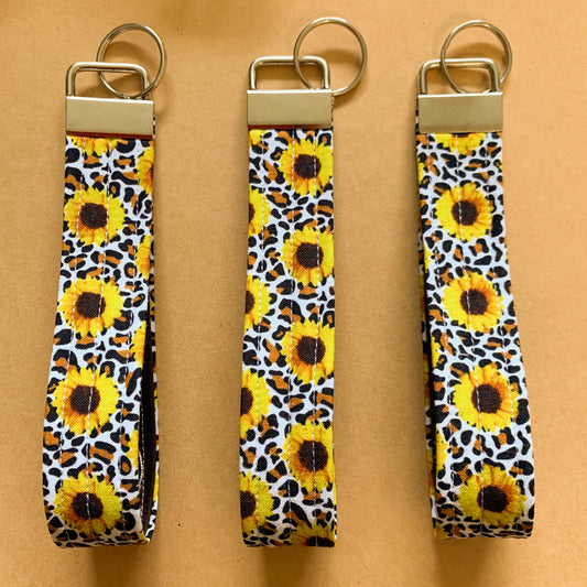 Leopard Print Sunflowers Keyfob