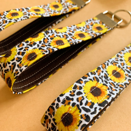 Leopard Print Sunflowers Keyfob