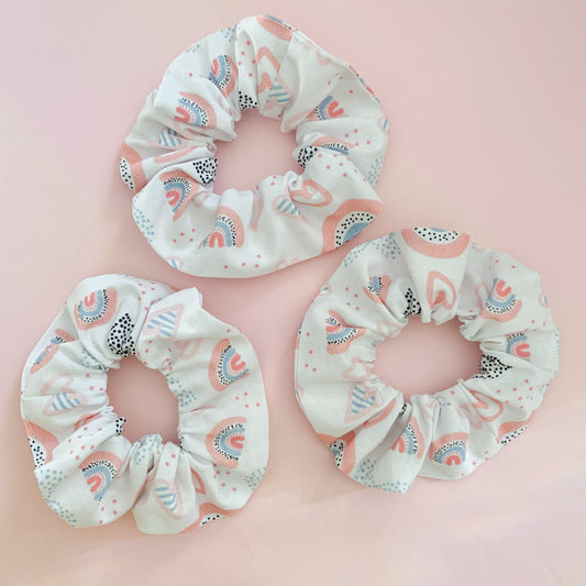 White Modern Rainbow Scrunchie