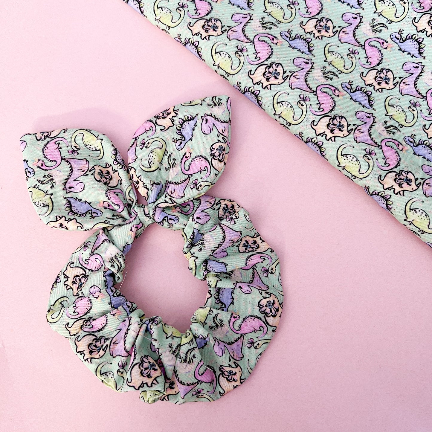 Pastel Dinosaur Scrunchies