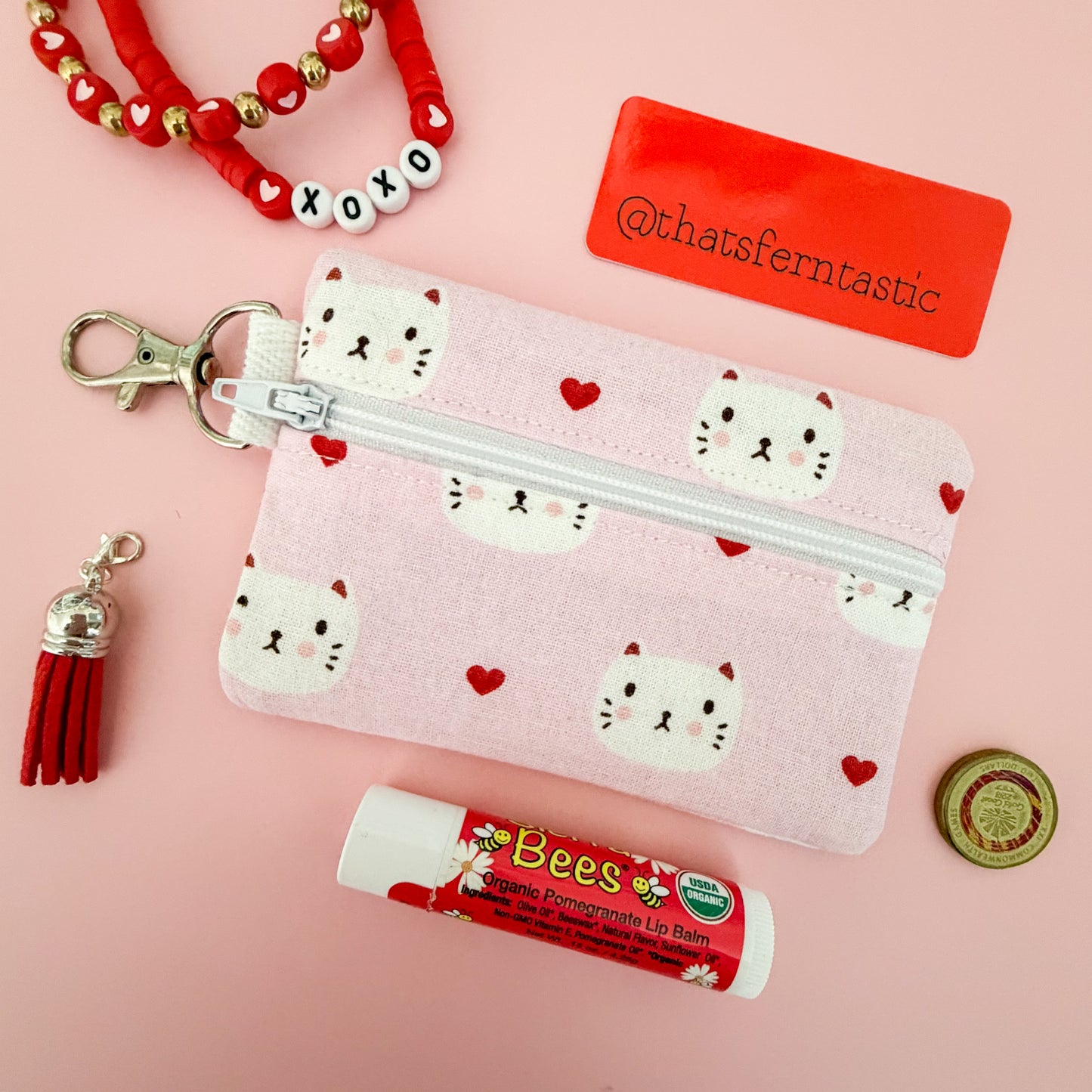 Pink Cat Mini Pouch