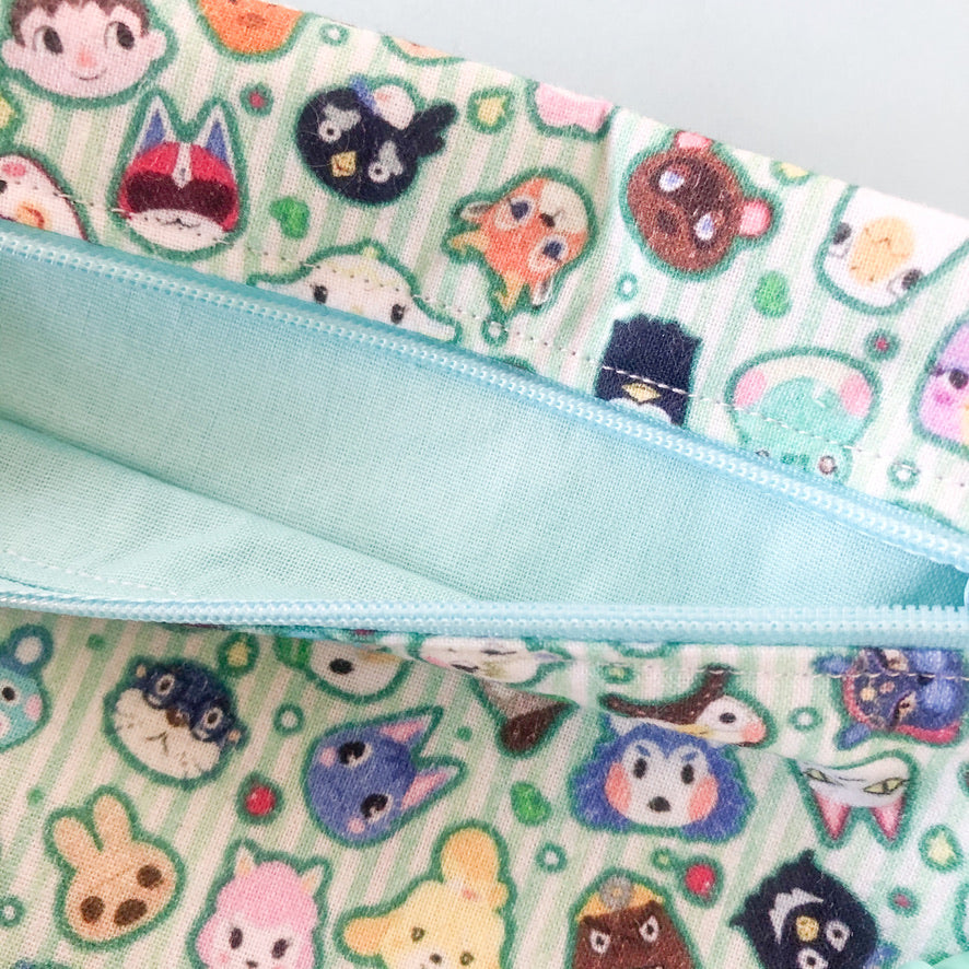 Striped Animal Crossing Flat Lay Pouch