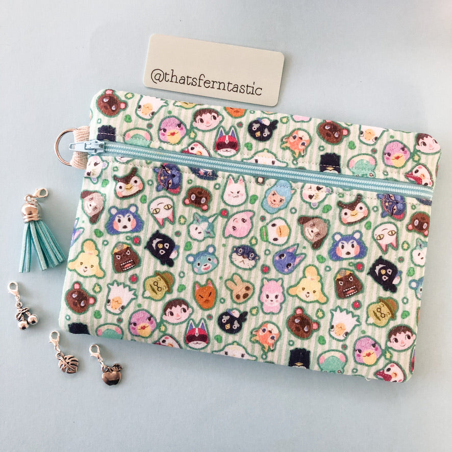 Striped Animal Crossing Flat Lay Pouch
