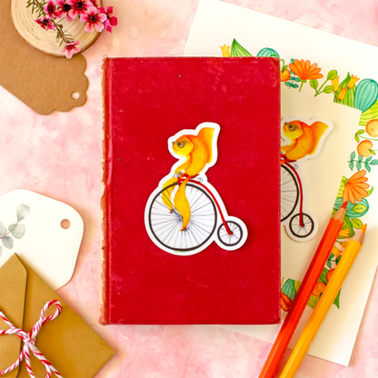 Penny Farthing Fish Die Cut Vinyl Sticker