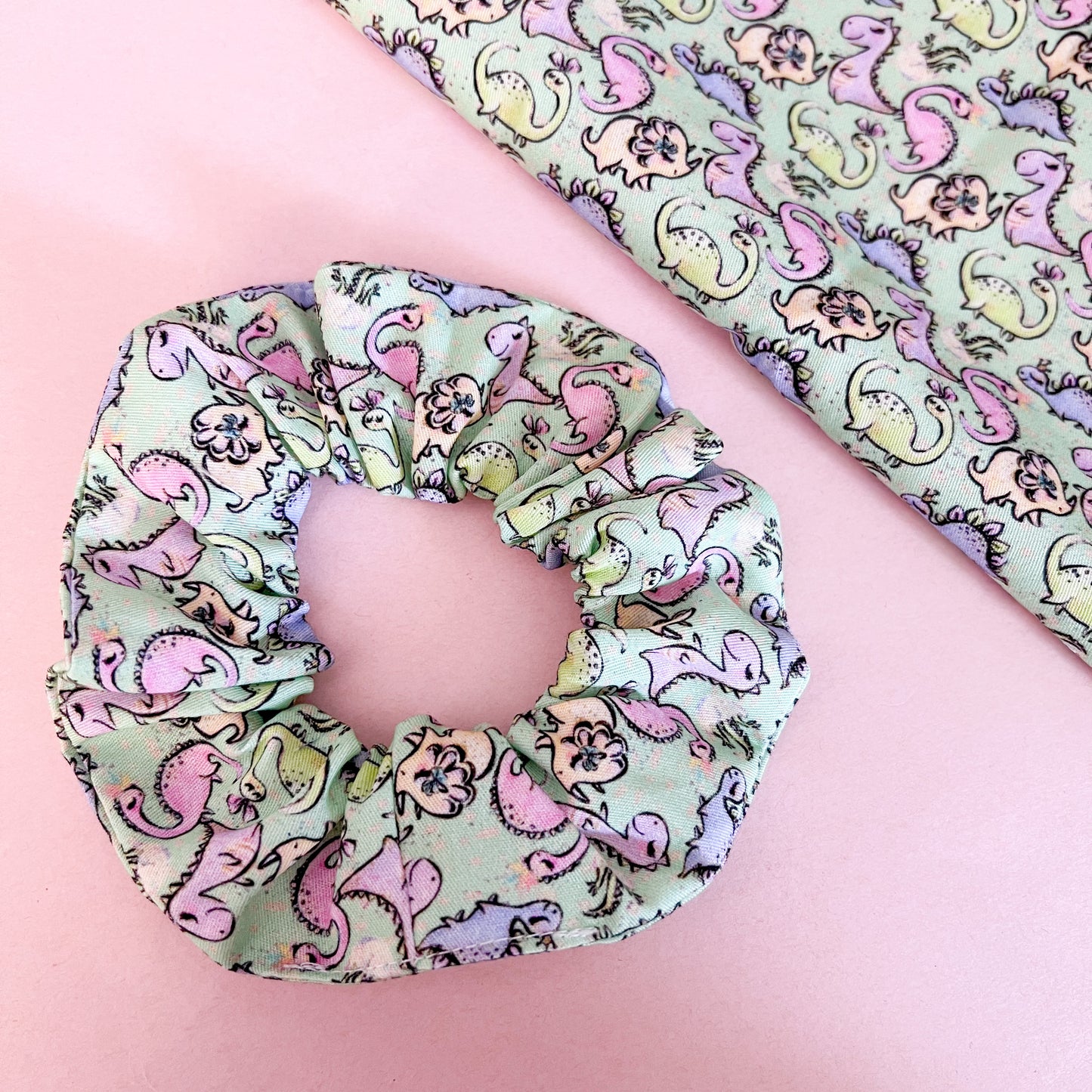 Pastel Dinosaur Scrunchies