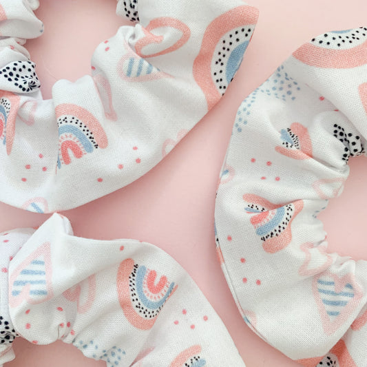 White Modern Rainbow Scrunchie