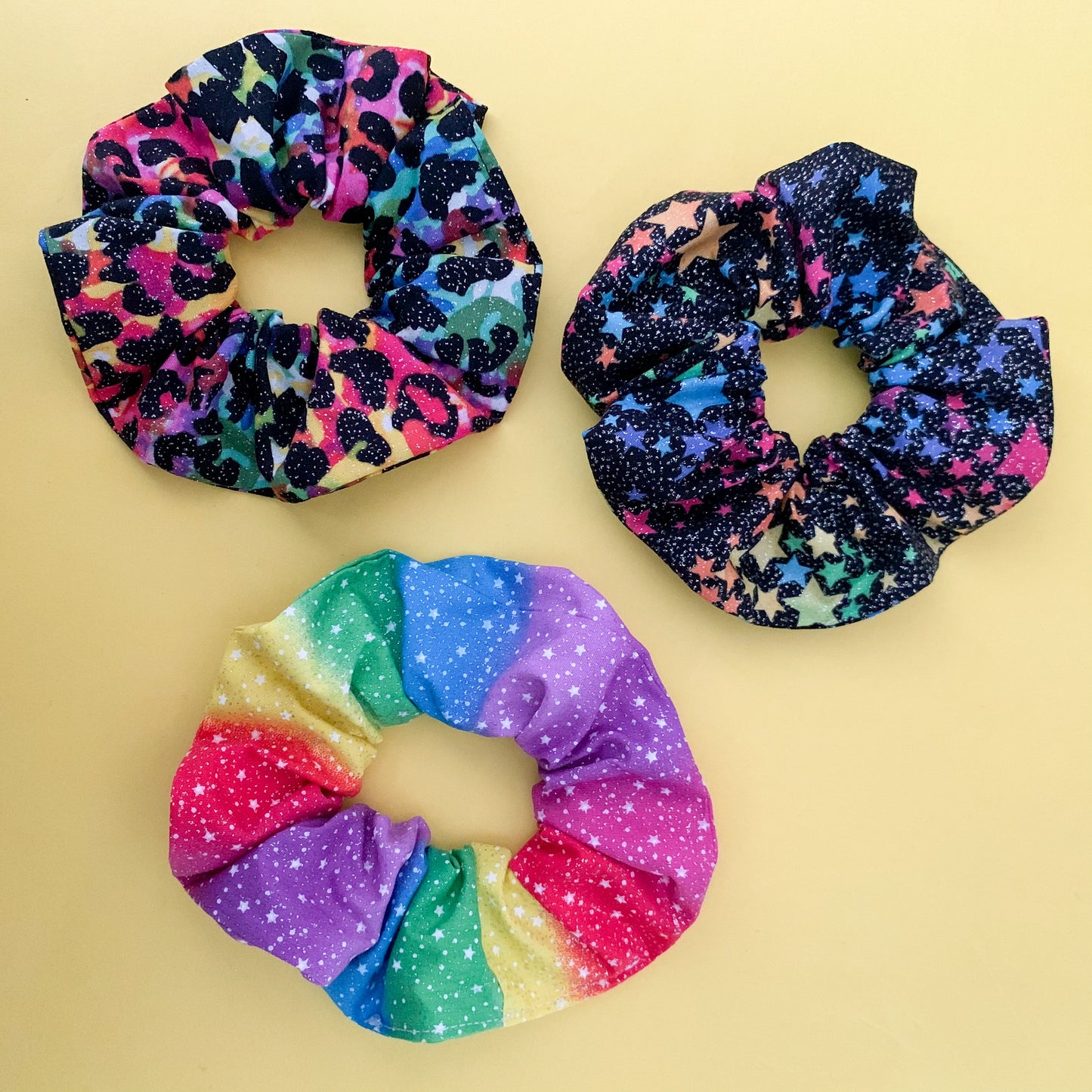 Bright Rainbow Scrunchie Set