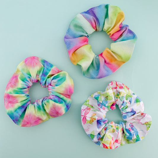 Tie Dye Rainbow Scrunchie Set