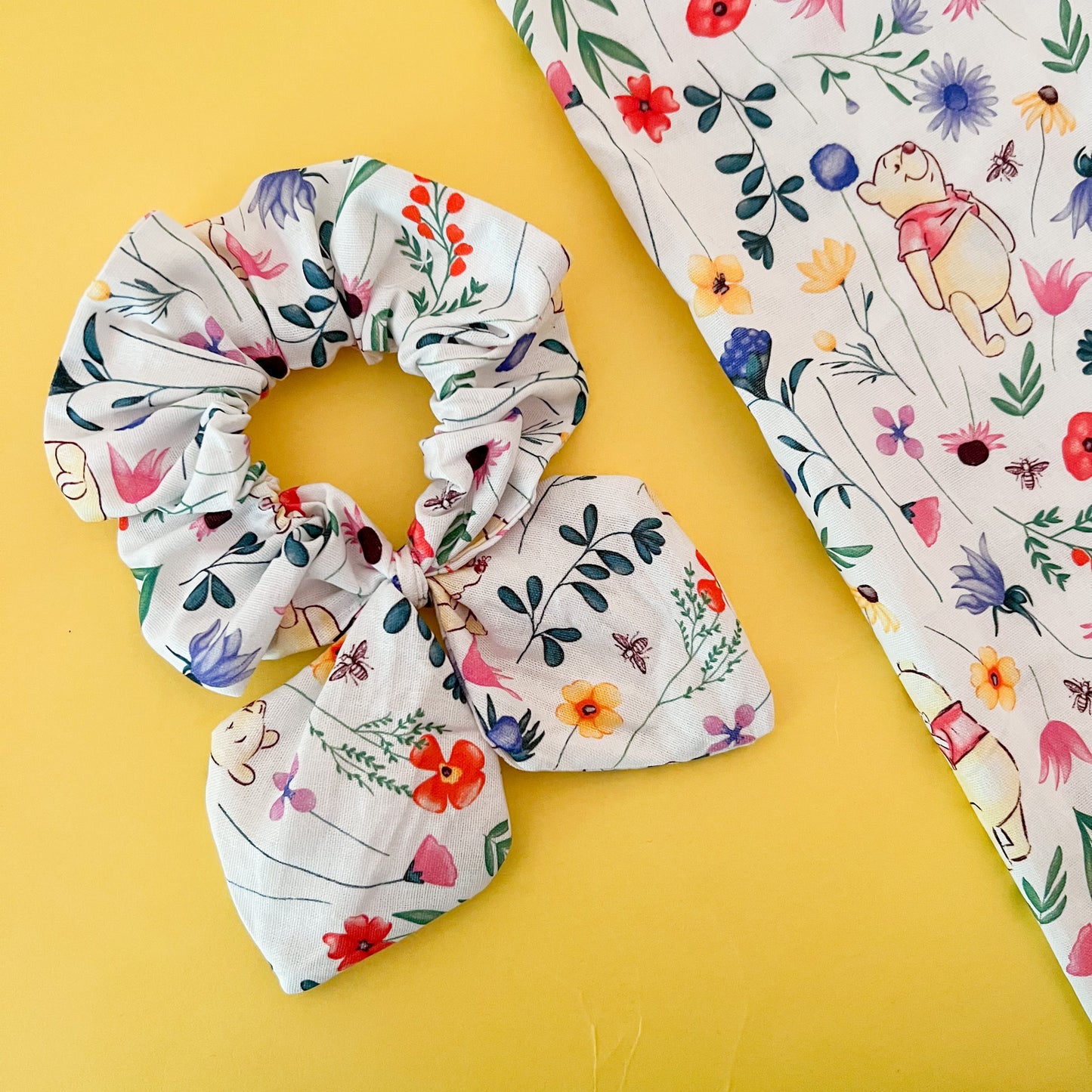 Floral Winnie The Pooh Scrunchies