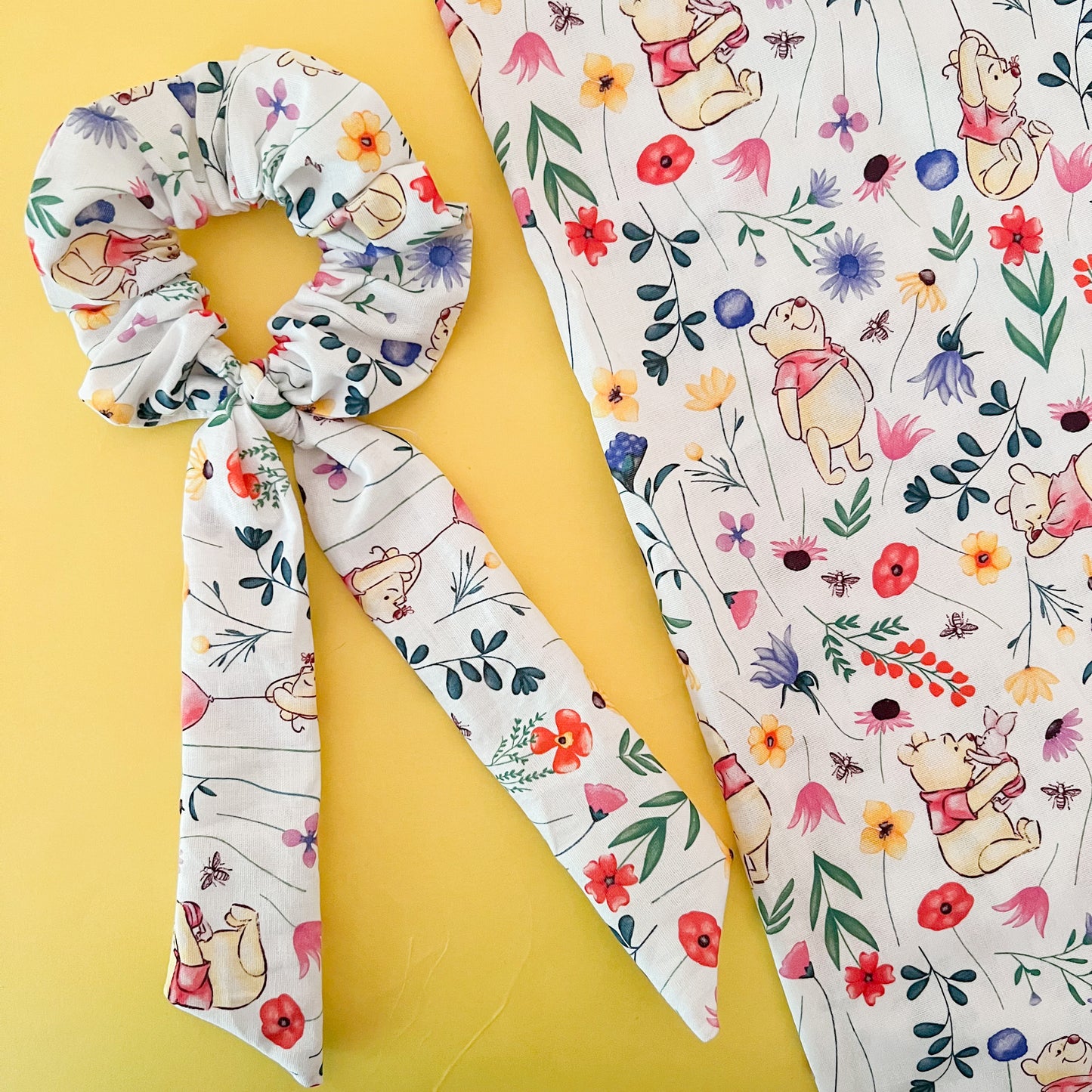 Floral Winnie The Pooh Scrunchies