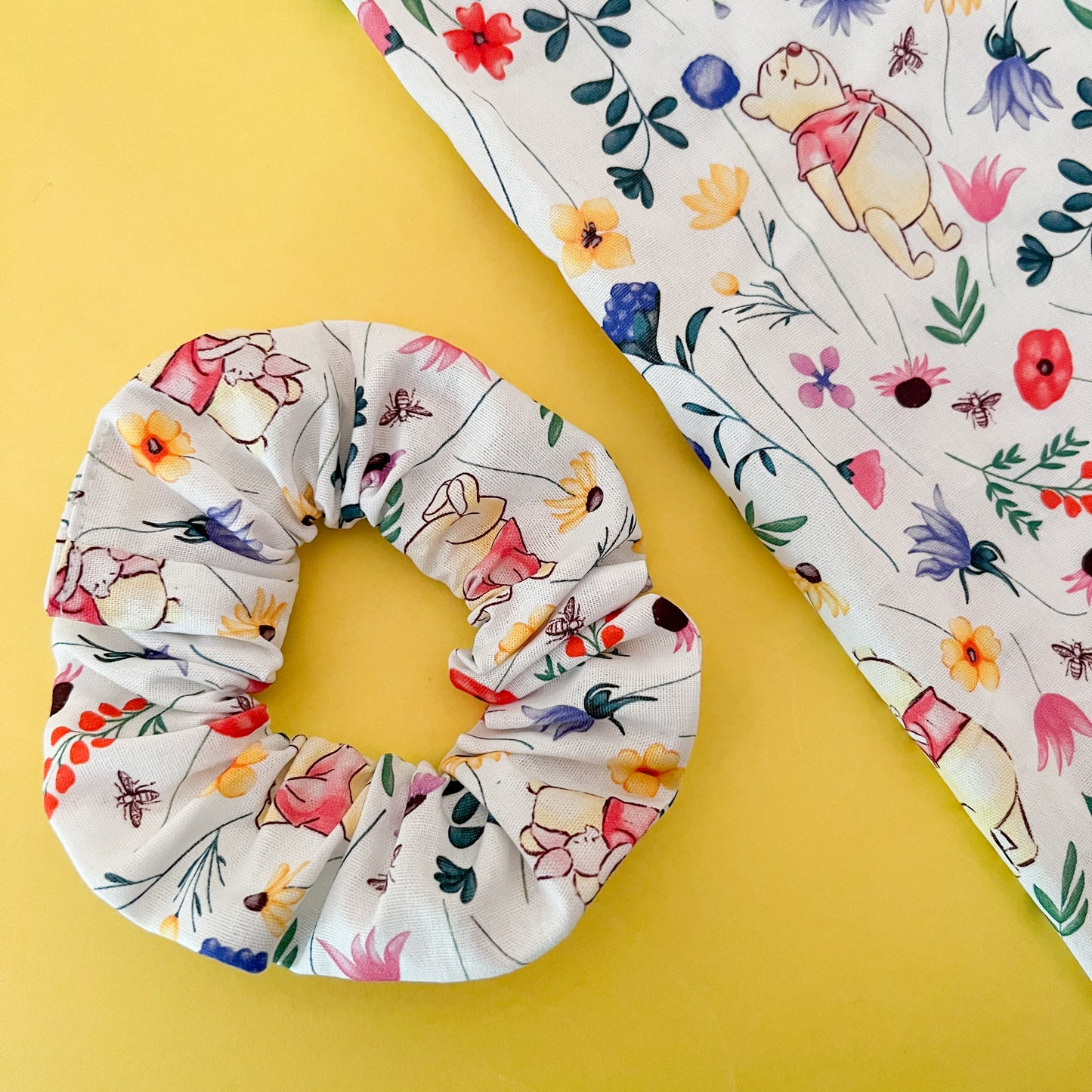 Floral Winnie The Pooh Scrunchies