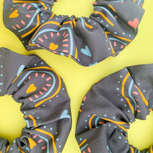 Grey Modern Rainbow Scrunchie